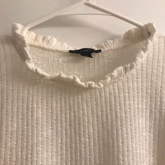 J. Crew Pointelle Puff Sleeve Cream Top M - Picture 4 of 8